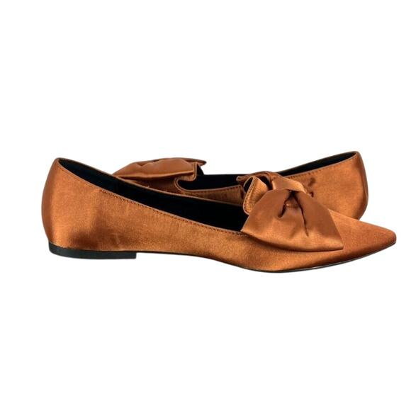 ASOS DESIGN Ballet Flats Womens US 7 In Rust Satin Lake bow pointed - Picture 6 of 12